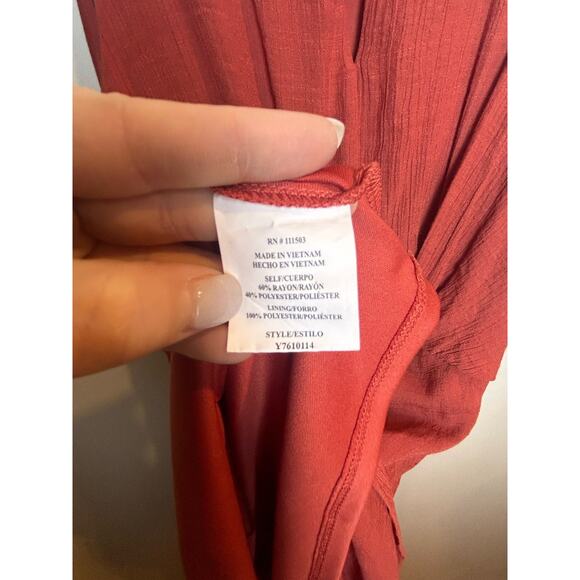 Luxology Sleeveless Swing Dress Size 12 Burnt Orange Sharkbite Hem - Picture 6 of 10